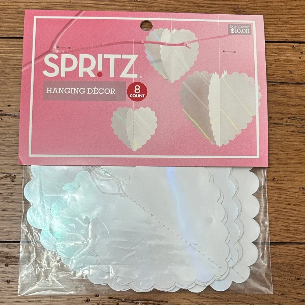 Spritz White Heart Hanging Decorations - 8 Pack